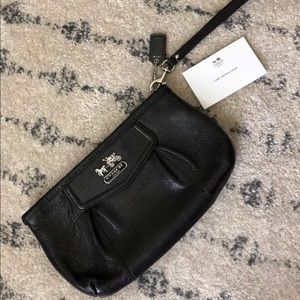 Black leather Coach wristlet